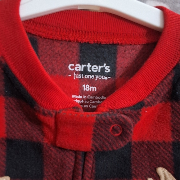 NWT Carter's Just One You Boys 2 Piece Fleece Footed Pajamas 18 Months - Picture 4 of 6